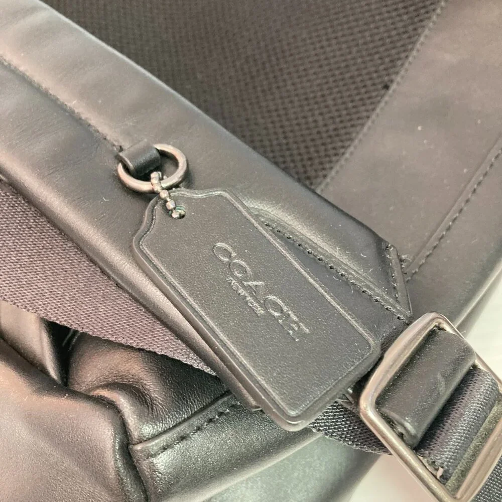 Coach Black Leather Men's Backpack - Picture 11 of 15